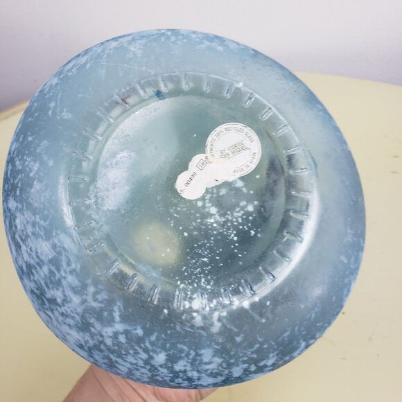 SAN MIGUEL VIDRIOS Textured Green Bulbous Recycled Art Glass Vase Bottle SPAIN - Picture 7 of 8